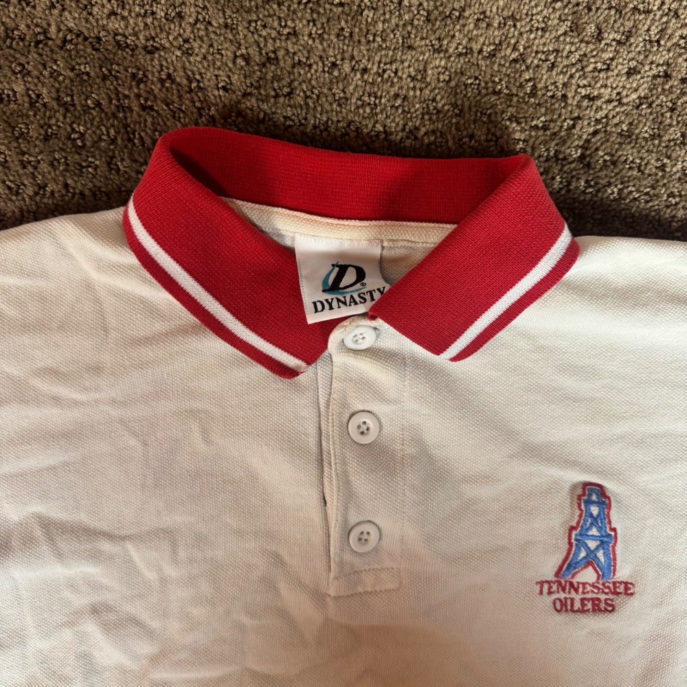 Dynasty Tennessee Oilers Polo Shirt Mens XL White Good Vintage NFL Football